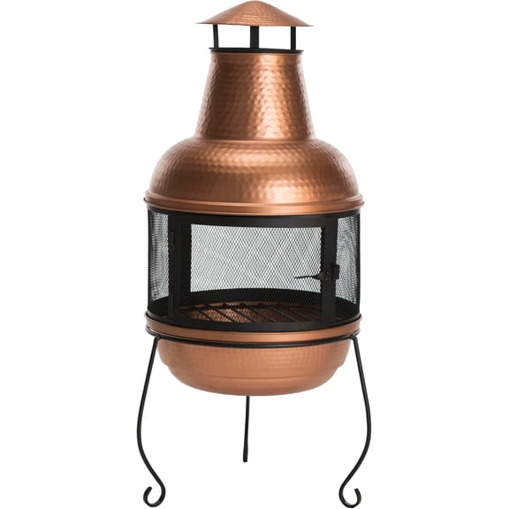 Outdoor Collection Lima Copper and Black Chiminea