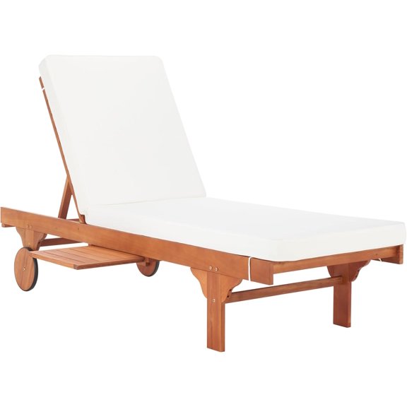 Outdoor Collection Newport Natural/ Beige Cushion Built-in Side Table Adjustable Chaise Lounge Chair