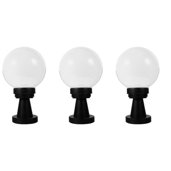 Outdoor Column Lights, 3pcs Fence Pedestal Post Lamp Outdoor Vintage LED Globe Pillar Lights, Waterproof External Landscape Street Lighting Fixtures