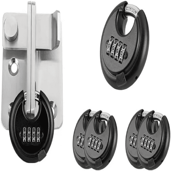 Outdoor Combination Lock4 Digit Discus Combination Padlock,Heavy Duty Combo Lock for Garage, Outdoor Fence, Shed, Storage Unit, Trailer, 6 Pack