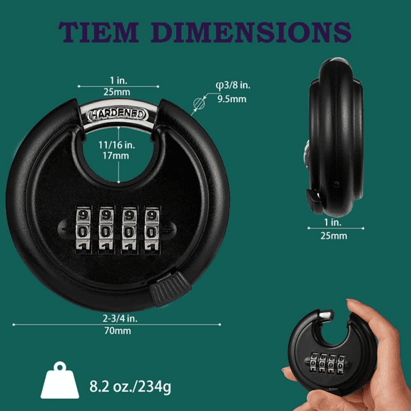 Outdoor Combination Lock, Heavy Duty Weatherproof Discus Padlock, Resettable Storage Lock of Metal for Warehouse, Garage, Storage Locker, and Outdoors,9 Pack