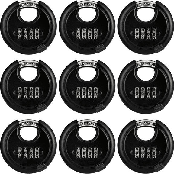 Outdoor Combination Lock, Heavy Duty Weatherproof Discus Padlock, Resettable Storage Lock of Metal for Warehouse, Garage, Storage Locker, and Outdoors,9 Pack