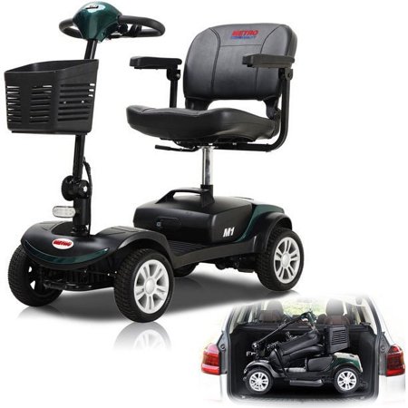 Outdoor Compact Travel Mobility Scooter with Front & Rear Light, Foldable Electric Powered Mobility Scooters for Seniors Long Range 4 Wheel Mobility Scooter, 300lb Max Weight Capacity, Emerald