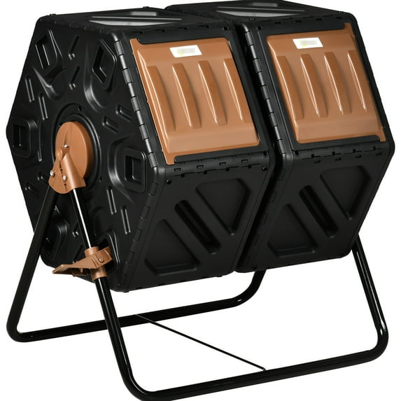 Outdoor Composting Tumbler | Dual Chamber for Faster Compost | 24 Air Vents for Decomposition | Reduces Compost Mixing Labor