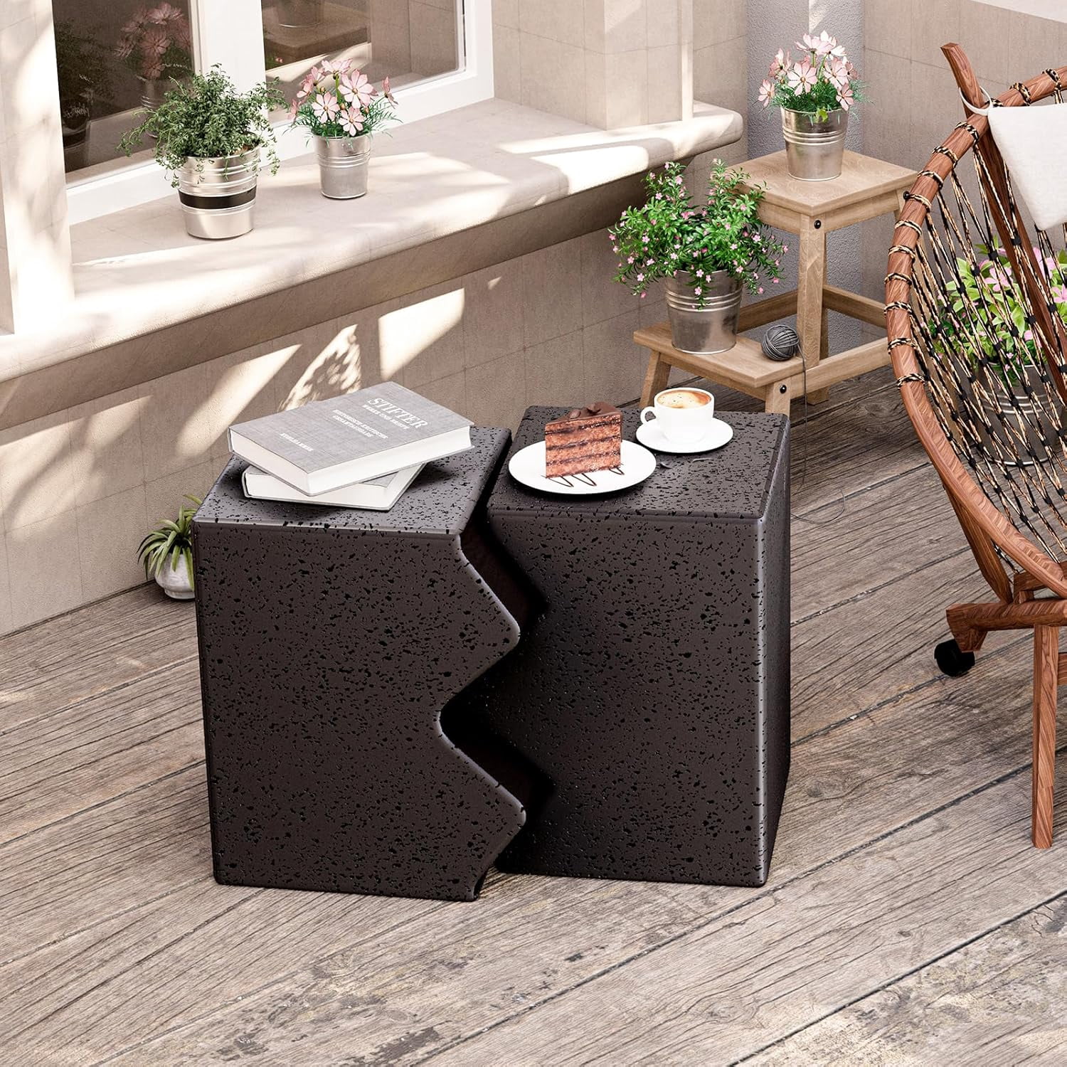 Christopher Knight Home Oriana MGO Umbrella Base & Side Table - Heavy Duty Outdoor Stand, White
