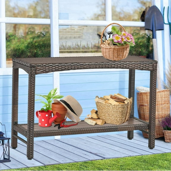 Outdoor Console Table Patio Buffet Bar Storage Organizer 45