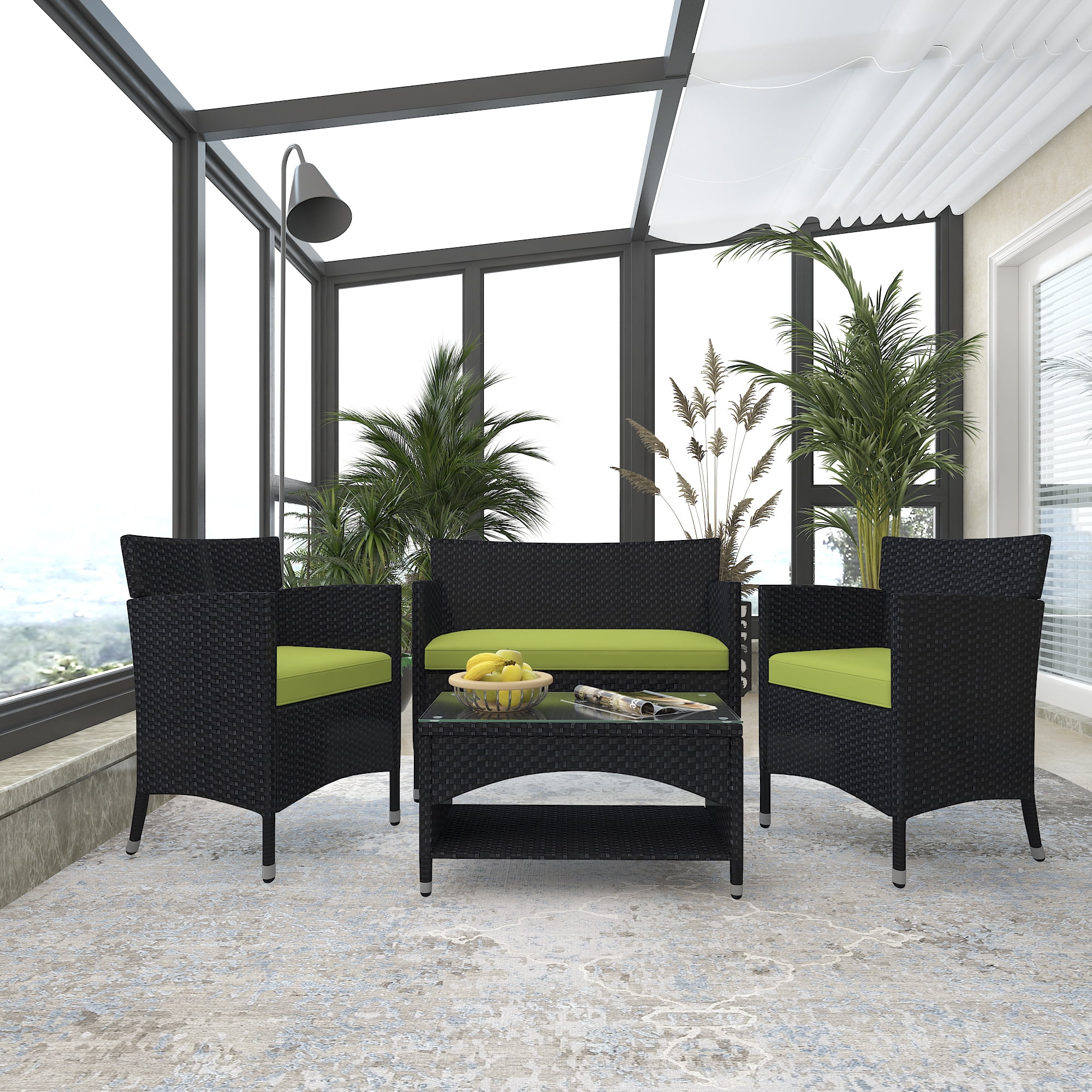 Outdoor Conversation Set with 2 Chairs Loveseat Coffee Table