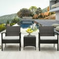 thumbnail image 1 of Outdoor Conversation Sets Clearance, 3 Piece Outdoor Bistro Set with Coffee Table, Rattan Patio Bistro Set Outdoor Furniture on Clearance, Wicker Bistro Set for Backyard Garden Pool, LLL1791, 1 of 10