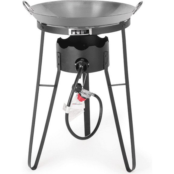 Outdoor Cooker with Iron Wok and Propane Burner, 54,000 BTU High-Pressure Gas Stove for Backyard BBQ, Tailgating & Outdoor Cooking