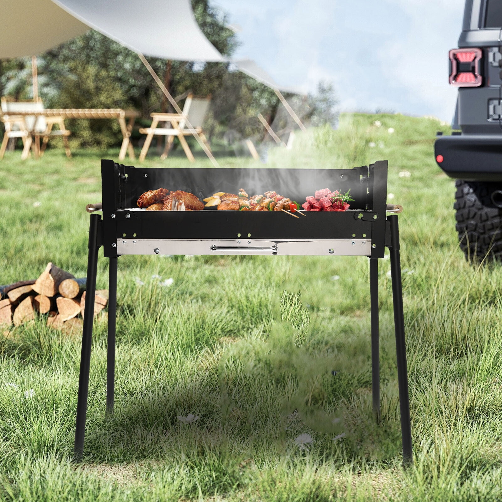 Outdoor Cooking BBQ Grill Easily Assembled Portable Camping Grill For Picnic Barbecue Grill