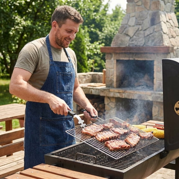 Outdoor Cooking Grill Accessories Stainless Steel Grill Grate Lifter Tool Heavy Duty BBQ Grid Hook Ergonomic Oven Rack Puller for Outdoor Cooking Camping and Kitchen Use