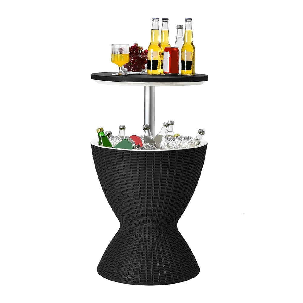 Outdoor Cool Bar Table, Rattan Style Patio 8 Gallon Beer and Wine ...