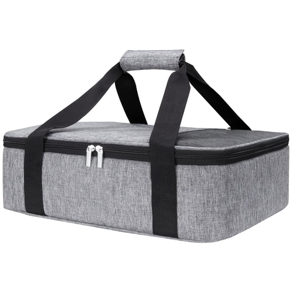 Outdoor Cooler, Insulated Single Decker Casserole Carrier, Lasagna Lugger Tote Keeps Food Hot Or Cold, Thermal Lunch Bag for Potluck Parties, Picnic And Cookouts, Fits 15.7" X 11.4" Baking Dish, Grey