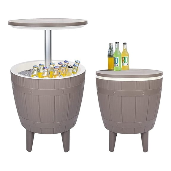 Outdoor Cooler Table - Adjustable Patio Furniture With Cool Bar for Party, Beer, Wine, Beverage - Pool Deck and Garden Decor