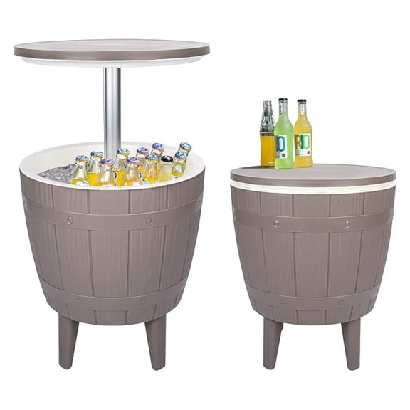 Outdoor Cooler Table - Adjustable Patio Furniture With Cool Bar for Party, Beer, Wine, Beverage - Pool Deck and Garden Decor