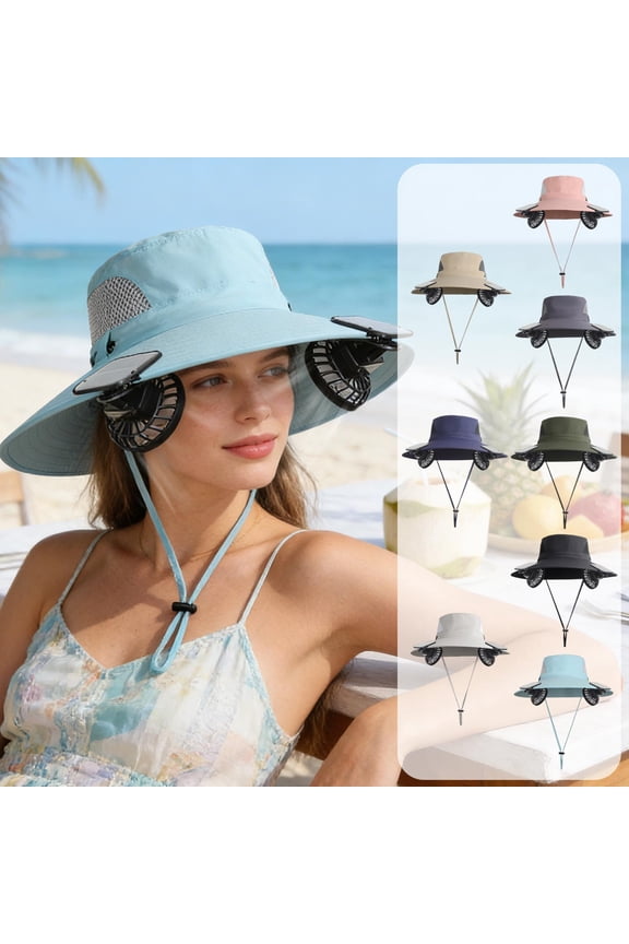 Outdoor Cooling Solar Fan Hat Breathable Mesh Neck Face Cover 800mAh 3 Speed Adjustable Sun Cap for Hiking Fishing Gardening by PALIFEUR