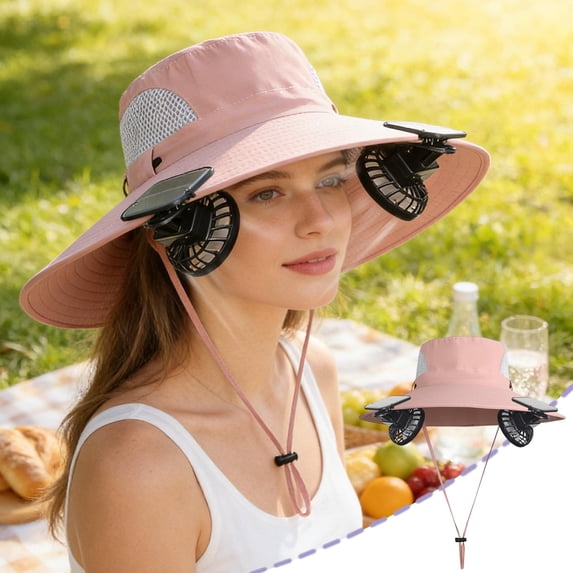 Outdoor Cooling Sun Hat With Solar Powered Fan, Breathable Mesh Neck Face Cover Sun Hats For Men Women For Hiking Fishing Gardening