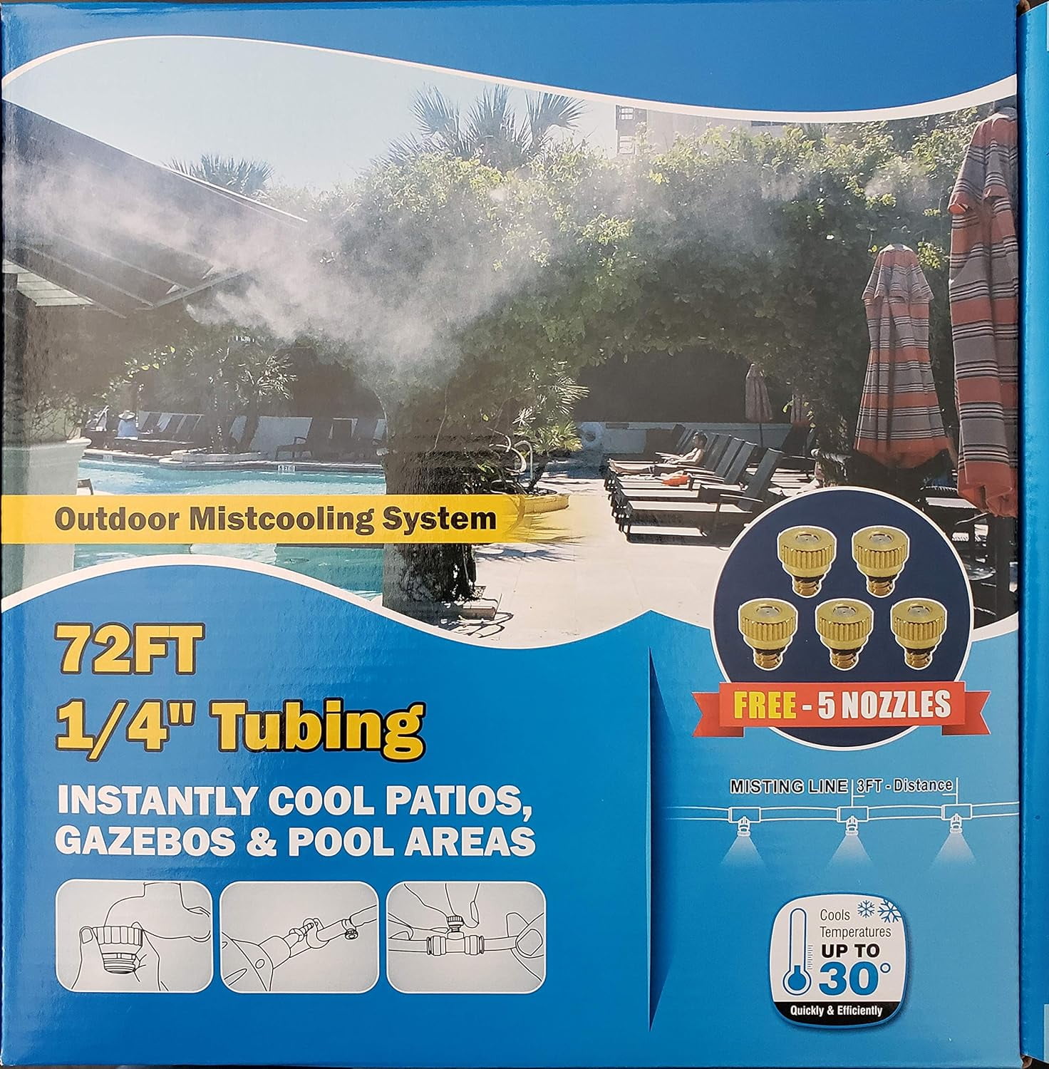 Outdoor Cooling System DIY Patio Mister Premium Misting Nozzles