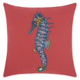 thumbnail image 1 of Outdoor Coral Beaded Seahorse Pillow, 1 of 3
