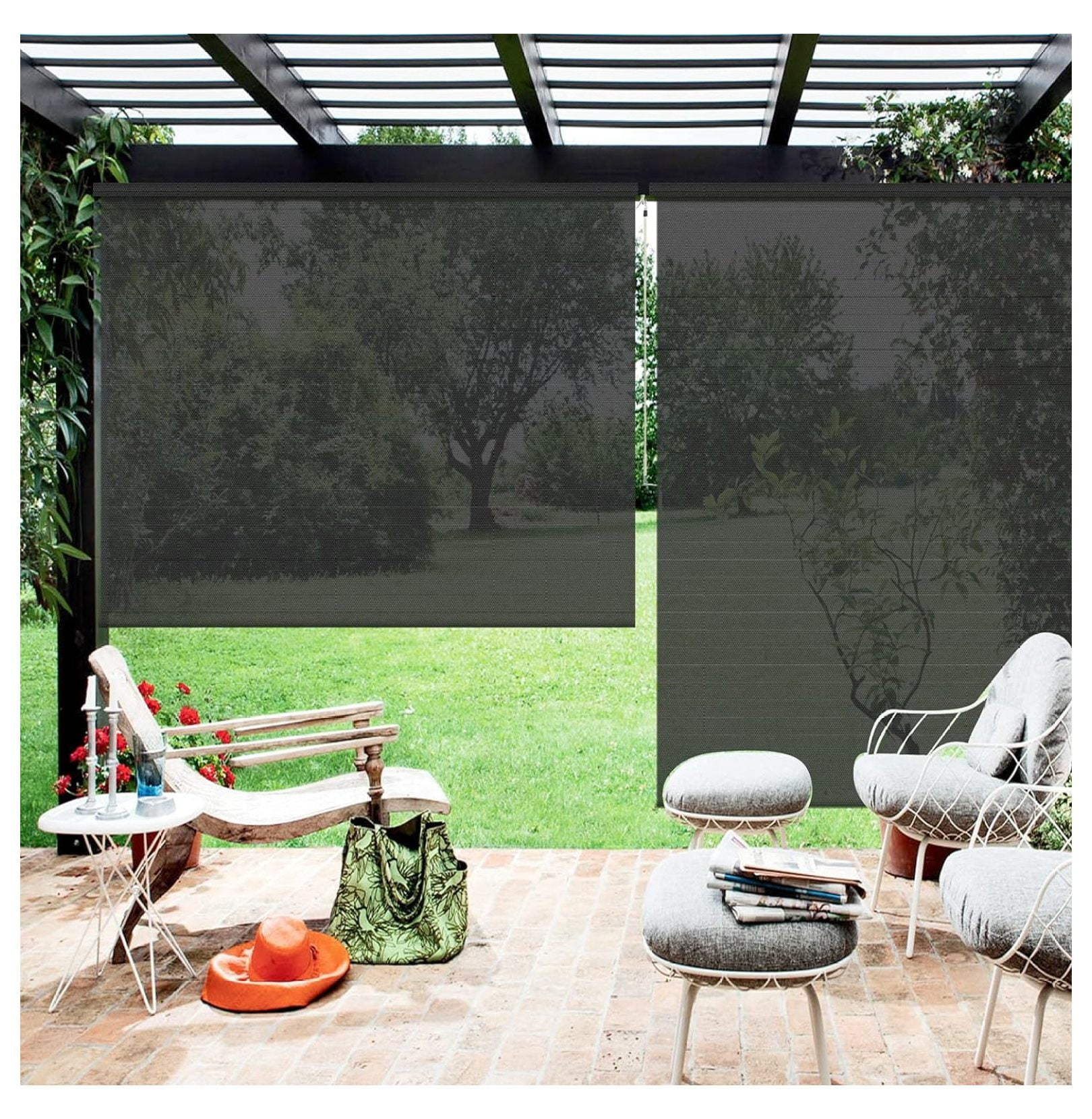 Fabric outdoor shades top