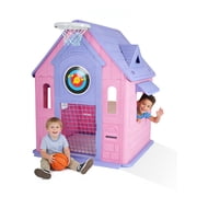 Outdoor Cottage Playhouse for Kids   5-in-1 Activity Center with Basketball Hoop & Ring Toss   Indoor & Outdoor Backyard Fun for Toddlers & Children Ages 2+