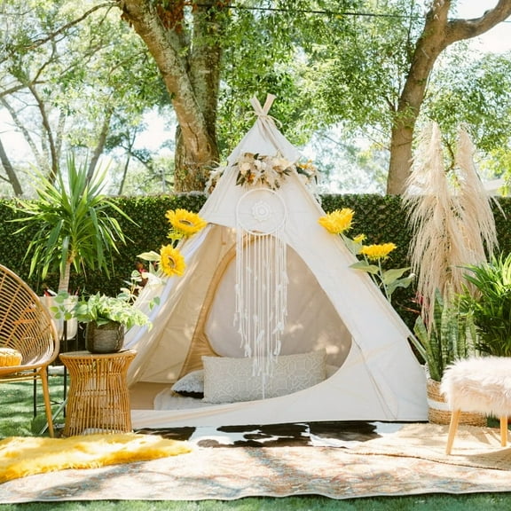 Outdoor Cotton Canvas Adult Camping Indian Teepee Pyramid Tent for 2 Person