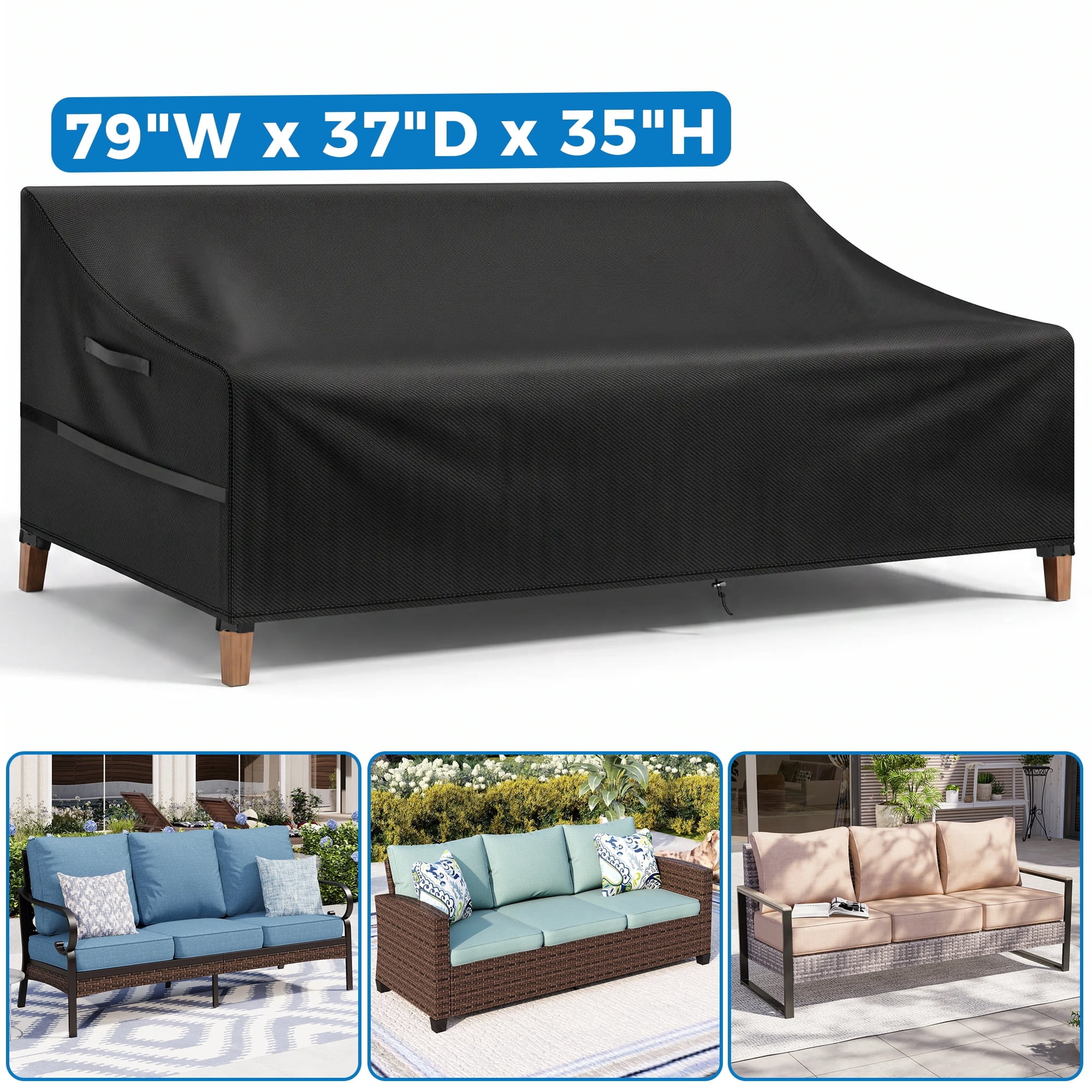NASUM Outdoor 3-Seater Sofa Cover, Weatherproof 420D Oxford Cloth