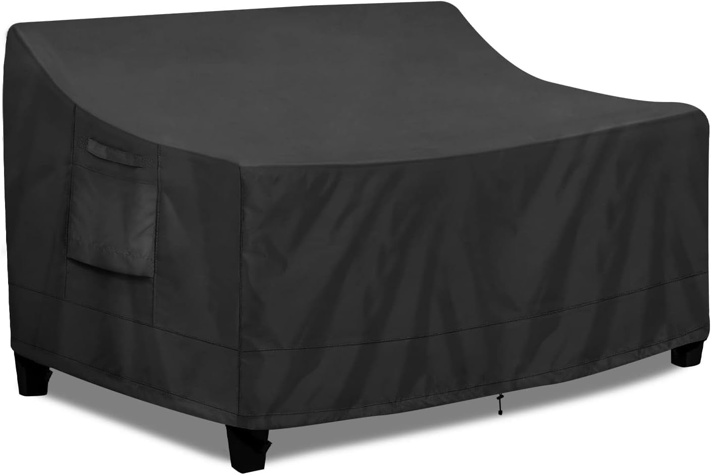 Outdoor Couch Cover Waterproof Patio Sofa Furniture Covers, 2-Seater Outdoor Loveseat Cover with Air Vent and Handles, 60W x 35D x 35H Inches, Black