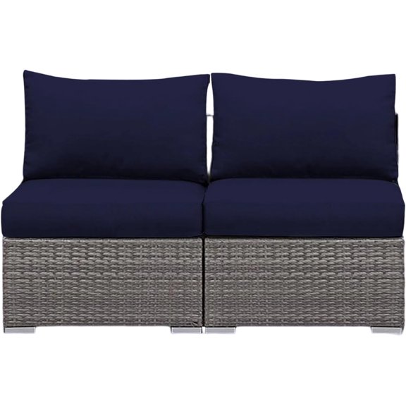 Outdoor Couch Cushion Covers, 1/2/3 Pcs Stretch Patio Seat Chair Cushion Outdoor Couch Seat Cushion Replacement Sofa Cushion Protector Sofa Slipcover(Navy Blue,M:100-125cm(2PCS))