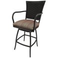 thumbnail image 1 of Outdoor Counter Stool 26" Seat - Erin - Red Stripe Fabric - Black Metal, 1 of 2