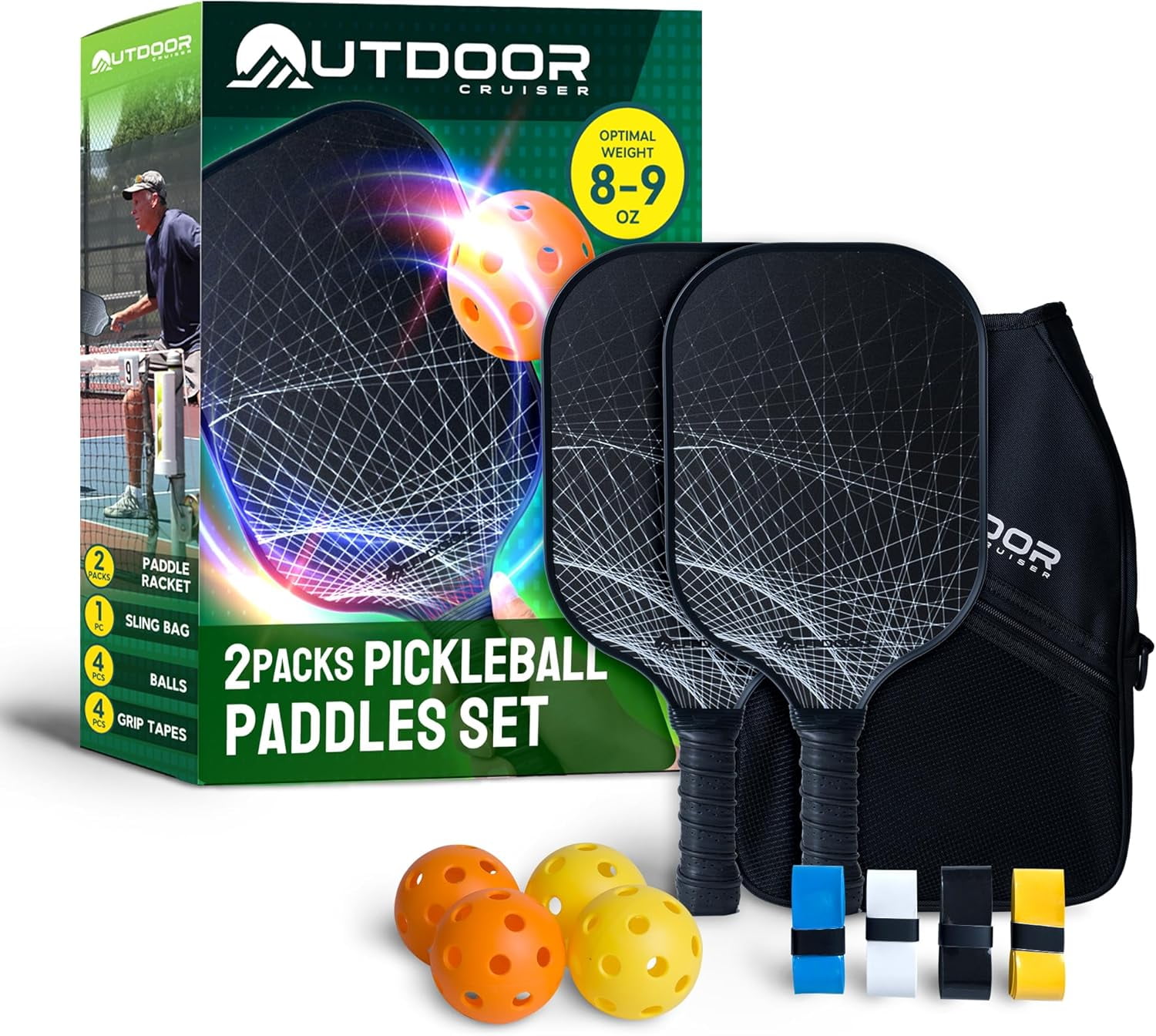 Outdoor Cruiser Pickleball Racket Set - Carbon Fiber USAPA Approved ...