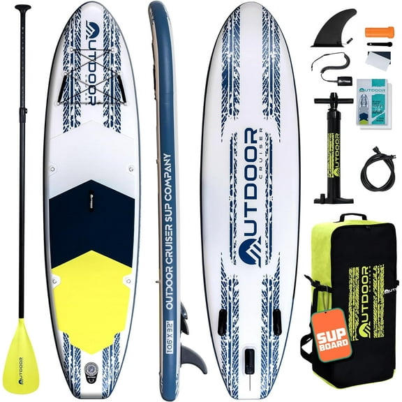Outdoor Crusier Inflatable Stand Up Paddle Board, Ultra Portable & Lightweight, Wide Stable Non-Slip Design, Complete SUP Accessories, High-Quality Drop-Stitch Material - Coral White/Blue