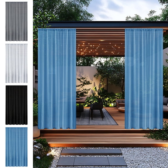 Outdoor Curtain,Rain Screen,Rod Pocket Waterproof Drape for Pavilion Patio Sun Shade and Privacy Protection(Black)