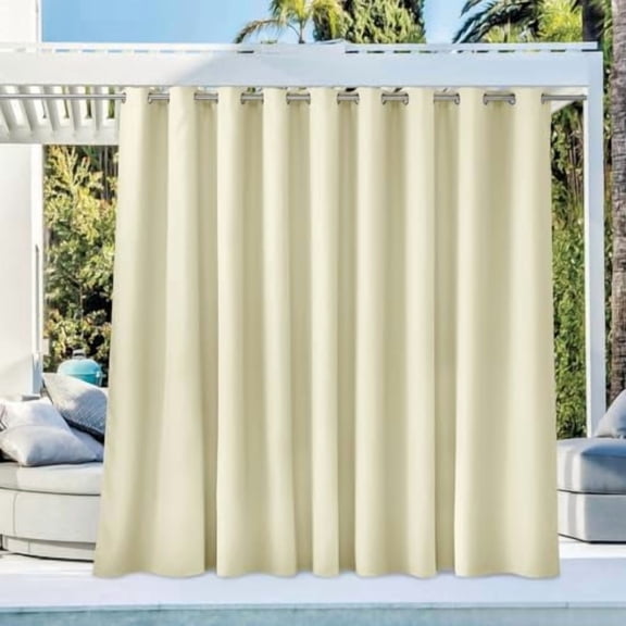 Outdoor Curtainch for Patio Waterproof 140 inch Wide, Rustproof Grommet Thermal Insulated UV Blocking Cabana Curtainch & Drape, Privacy Safe Shade for Gazebo, Stone Blue, 1 PC, 95-Inch Long