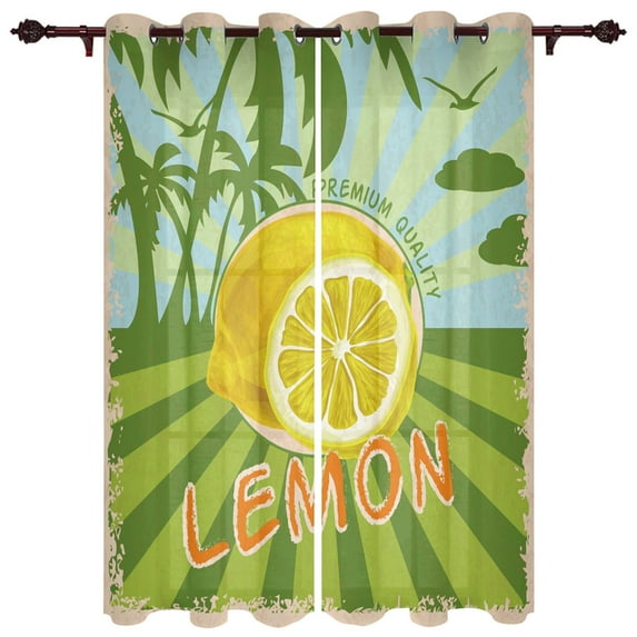 Outdoor Curtains Fresh Lemon Blue Stripes Living Room Kitchen Curtain Drape For Patio Garden Gazebo Yard Valance Cutains