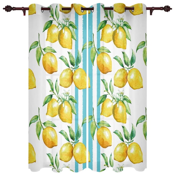 Outdoor Curtains Fresh Lemon Blue Stripes Living Room Kitchen Curtain Drape For Patio Garden Gazebo Yard Valance Cutains