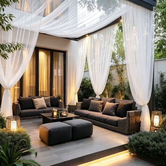 Outdoor Curtains Mosquito-Proof Gauze,Pole Mounted Mesh Curtains for Scene Decoration, Room Divider Mosquito Proof Insect Screening Double Layer Protection Gauze Panels for Pavilion Pergola