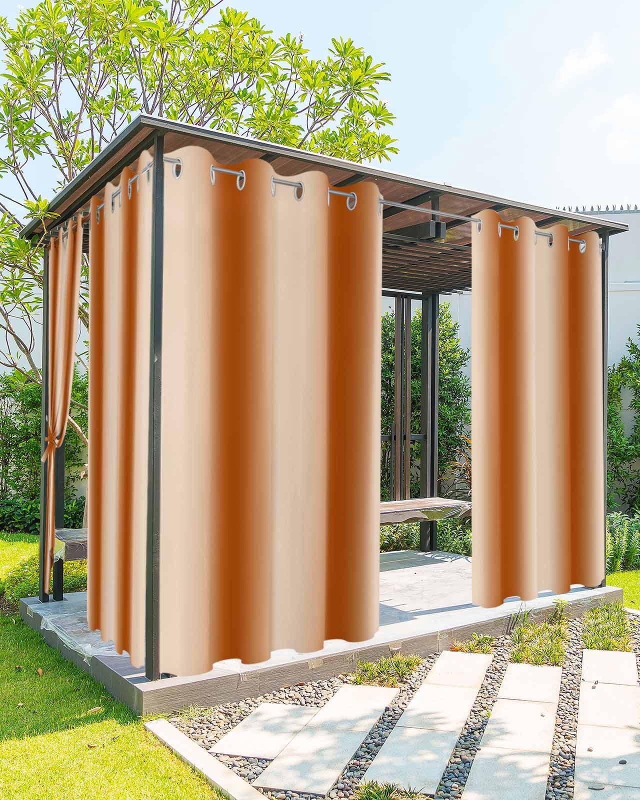 Outdoor Curtains for Patio, Burnt Orange Ombre Waterproof Blackout Outside Curtain for Porch/Pergola/Gazebo, Modern Abstract Art Thermal Insulated Drapes for Cabana, 2 Panels, 54 x 95 Inch