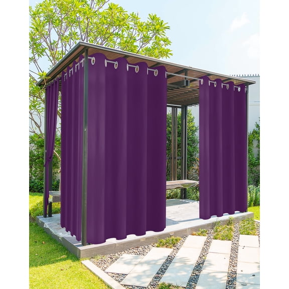 Outdoor Curtains for Patio, Dark Purple Solid, Waterproof Blackout Outside Curtain for Porch/Pergola/Gazebo, Pure Color Thermal Insulated Drapes for Cabana, 1 Panel, 54 x 95 Inch