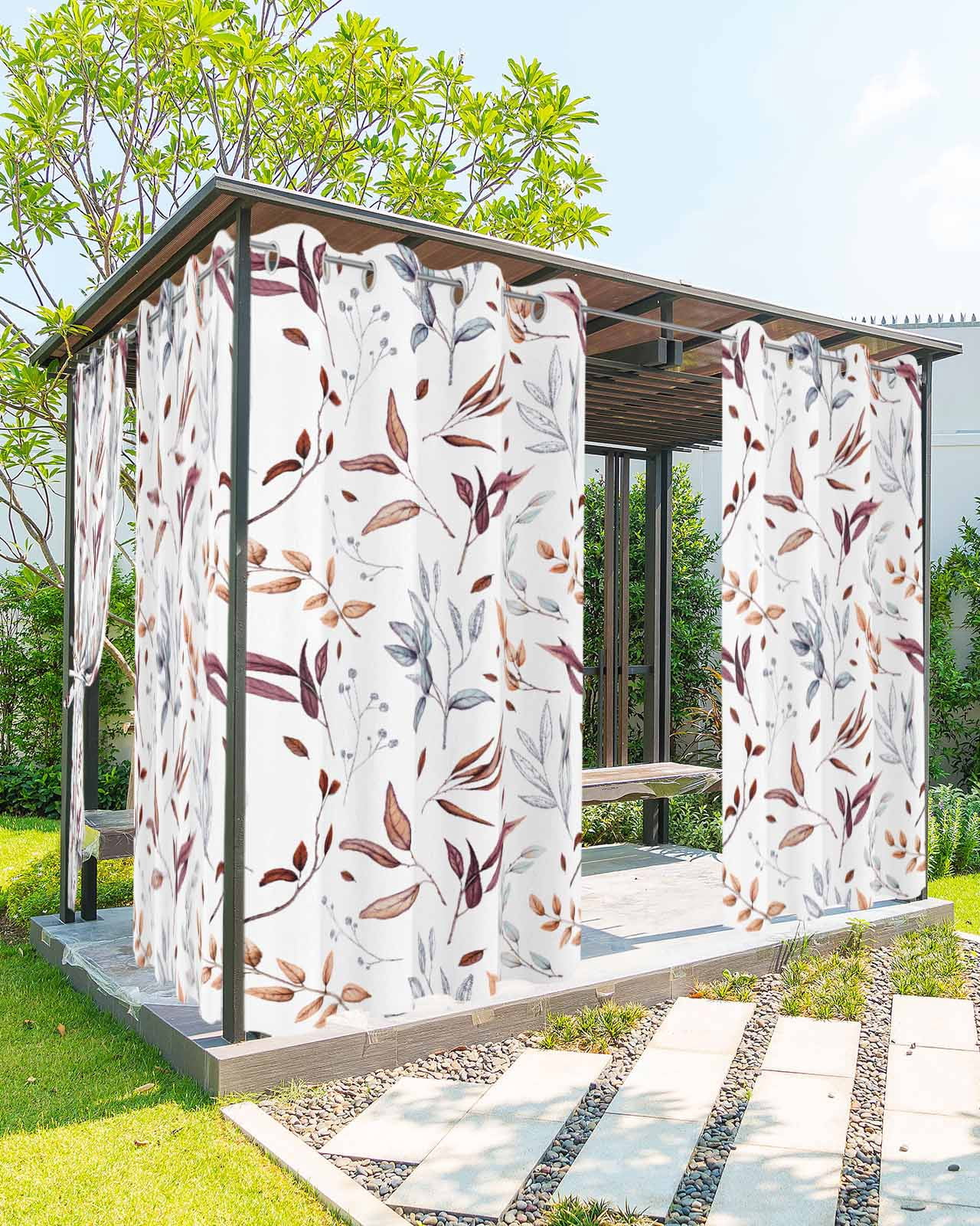 Outdoor Curtains for Patio Fall Leaves Plants Waterproof Outdoor ...