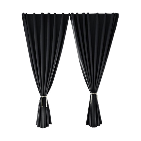 Outdoor Curtains for Patio & Gazebo, 2-Panel Sun Blocking Windproof Drapes, Sticky Top & Back Tab for Easy No-Drill Installation, Cloth Blackout Drapery, Black Window Curtains