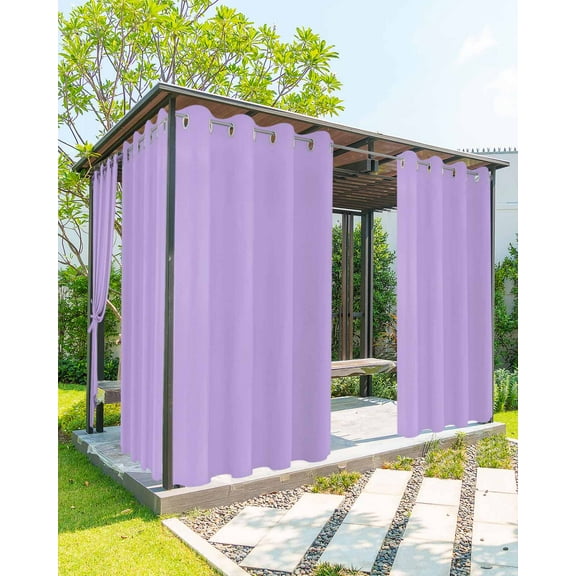Outdoor Curtains for Patio Lavender Purple Solid Color Waterproof Privacy Outside Curtains with Tiebacks Grommet Top Pergola Curtains for Porch Cabana Gazebo 2 Panels, 54x84 inch