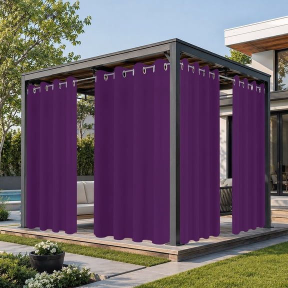 Outdoor Curtains for Patio Modern Dark Purple Waterproof Outside Curtain Grommet Drapes Minimalist Style Blackout Curtains for Porch Gazebo Pergola Cabana,2 Panels,54"x84"