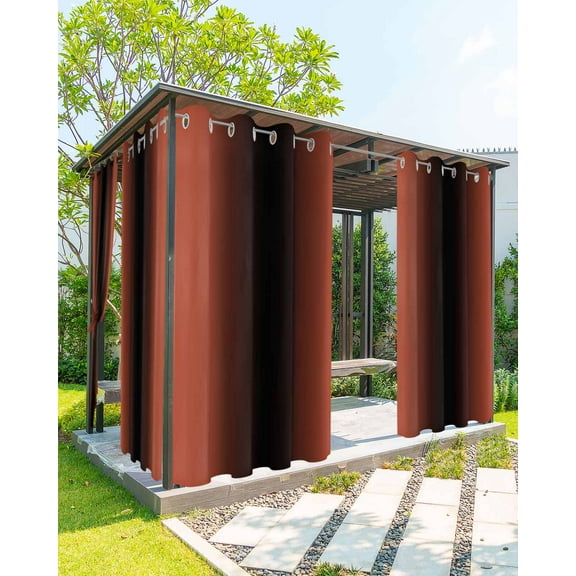 Outdoor Curtains for Patio Ombre Abstract Gradient Black Red Orange Waterproof Privacy Outside Curtains with Tiebacks Grommet Top Pergola Curtains for Porch Cabana Gazebo 2 Panels, 54x84 inch