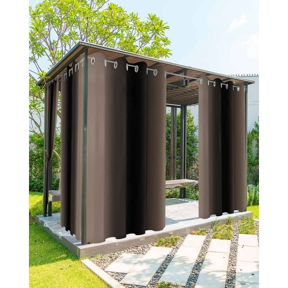 Outdoor Curtains for Patio Ombre Abstract Gradient Brown Black Waterproof Privacy Outside Curtains with 2 Tiebacks Grommet Top Pergola Curtains for Porch Cabana Gazebo 1 Panel, 54x84 inch