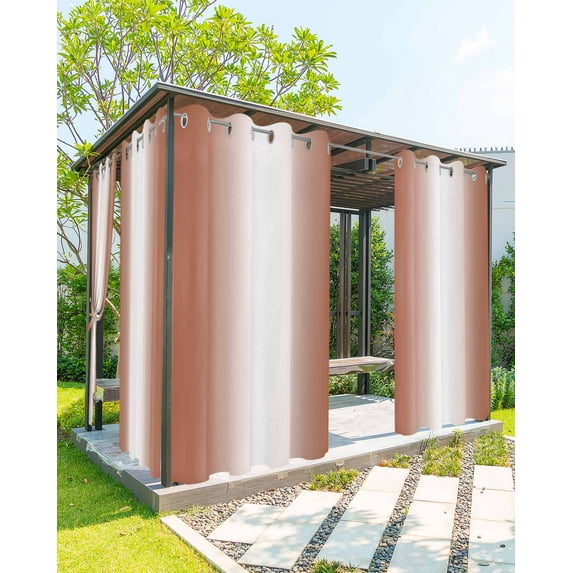 Outdoor Curtains for Patio Ombre Abstract Gradient Burnt Orange and White Waterproof Privacy Outside Curtains with Tiebacks Grommet Top Pergola Curtains for Porch Cabana Gazebo 2 Panels, 54x84 inch