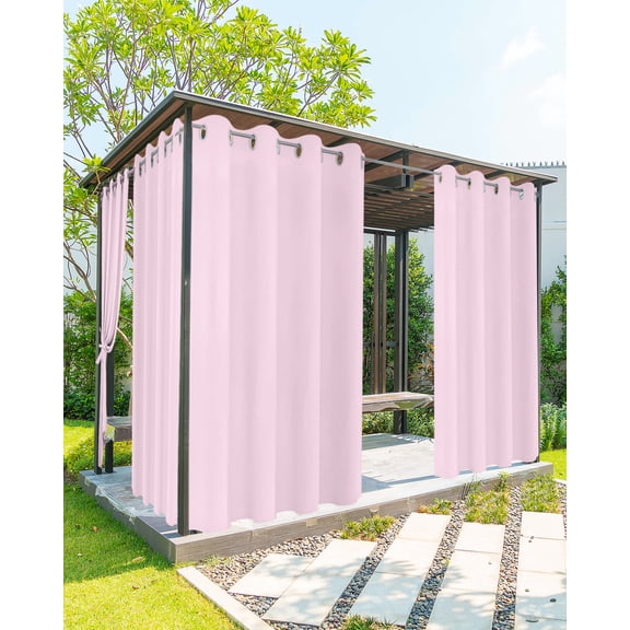 Outdoor Curtains for Patio, Pink Solid, Waterproof Blackout Outside Curtain for Porch/Pergola/Gazebo, Pure Pink Color Thermal Insulated Drapes for Cabana, 1 Panel, 54 x 108 Inch
