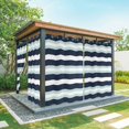 thumbnail image 1 of Outdoor Curtains for Patio Waterproof, Aqua Navy Blue Striped Windproof Pravicy Outside Porch Blackout Curtain, Modern Abstract Lines Geometric Sun Blocking Grommets Curtains for Cabana 54"x108", 1 of 9