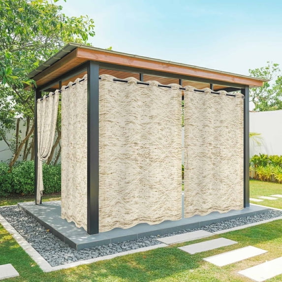 Outdoor Curtains for Patio Waterproof, Beige Flowers Outdoor Privacy Panels Grommet, Spring Floral Farmhouse Retro Art Blackout Outside Curtains for Porch/Cabana/Pergola/Gazebo 54"x84", 2 Panels