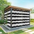 thumbnail image 1 of Outdoor Curtains for Patio Waterproof, Black Grey Stripe Windproof Pravicy Outside Porch Blackout Curtain, Minimalist Farmhouse Striped Sun Blocking Grommets Curtains for Cabana Gazebo 54"x84", 1 of 9
